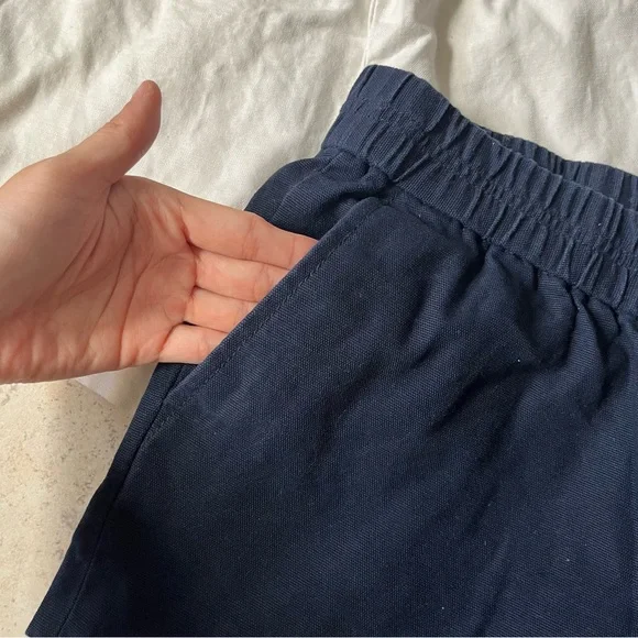 J. Crew Set of 2 Summer Pocketed High Waist Shorts Navy Blue White - Picture 3 of 6